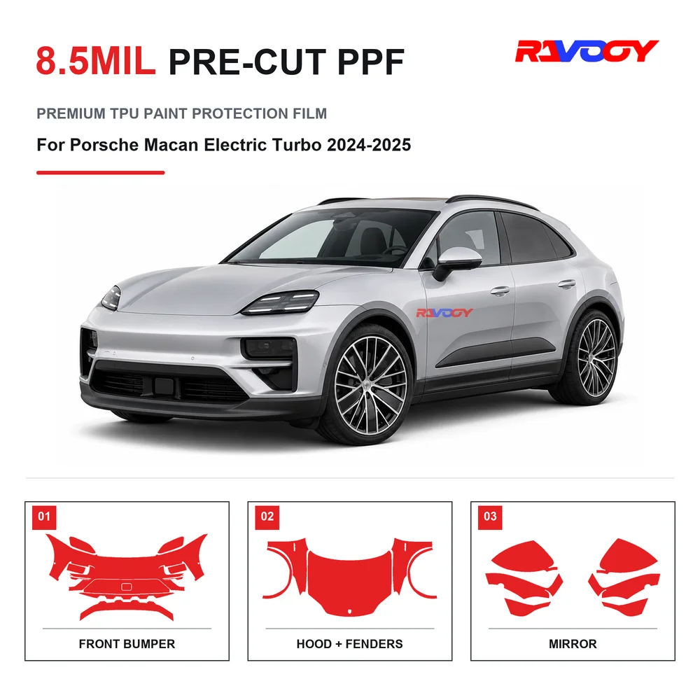 Precut PPF For Porsche Macan Electric Turbo 2024-2025 8.5mil TPU Clear Paint Protection Film Self Healing Hydrophobic UV