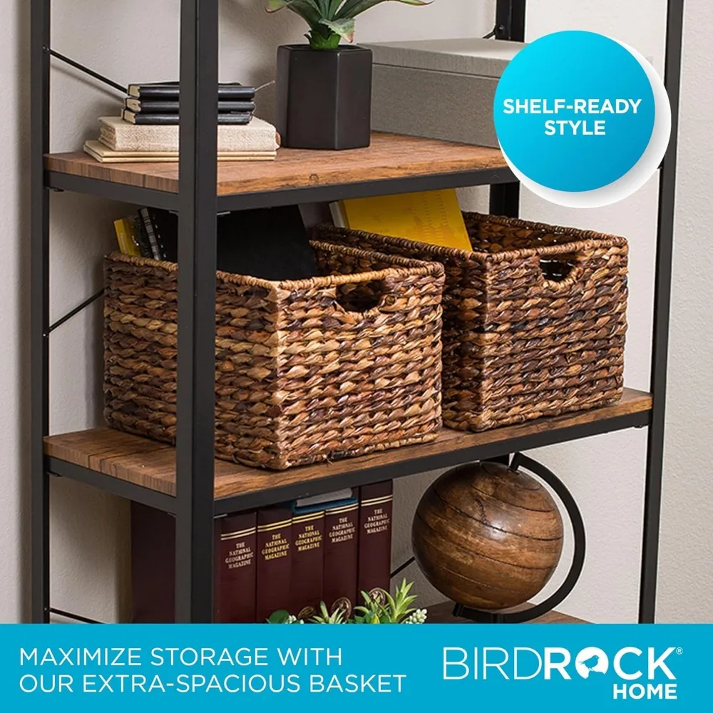 مجموعة من 3 سلال من الخيزران المنسوجة مع مقابض للتخزين والتنظيم في المخزن وغرفة المعيشة والمكتب