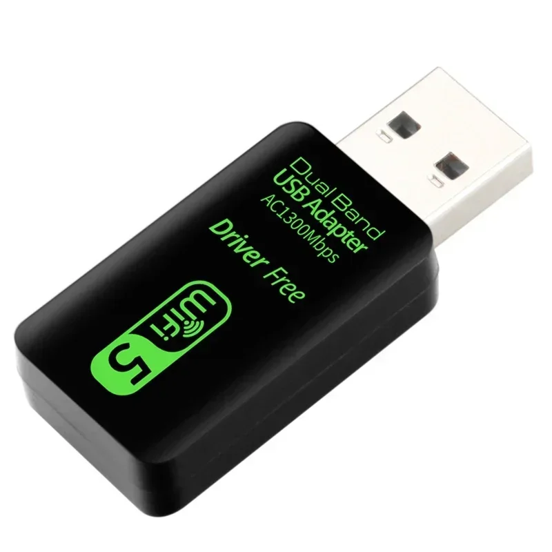 Roteador de placa de rede sem fio USB sem driver 5G Dual-Band Gigabit 1300M para PC 1 peça