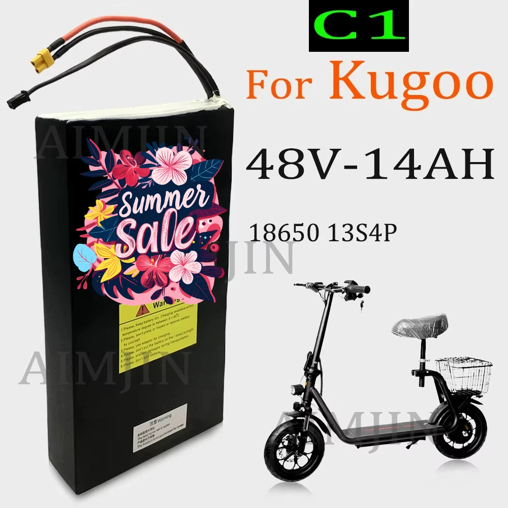 13s4p Li-ion battery 48V 14Ah 100% brand-new upgrade scooter battery for Kugoo C1/C1 Plus scooter Replace battery XT30+SM Plug