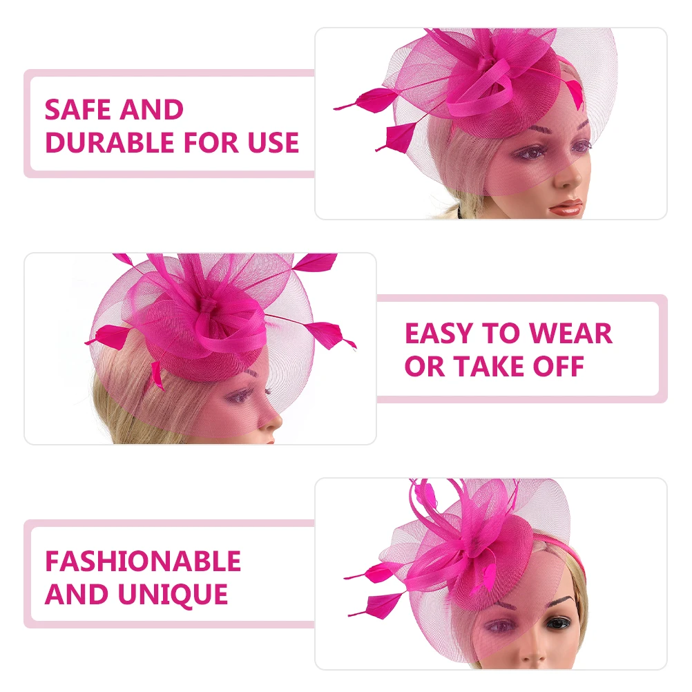 

Elegant Women Headband Hat with Artificial Plume Fade Resistant Colors Lightweight Comfortable for Tea Party Wedding Banquet