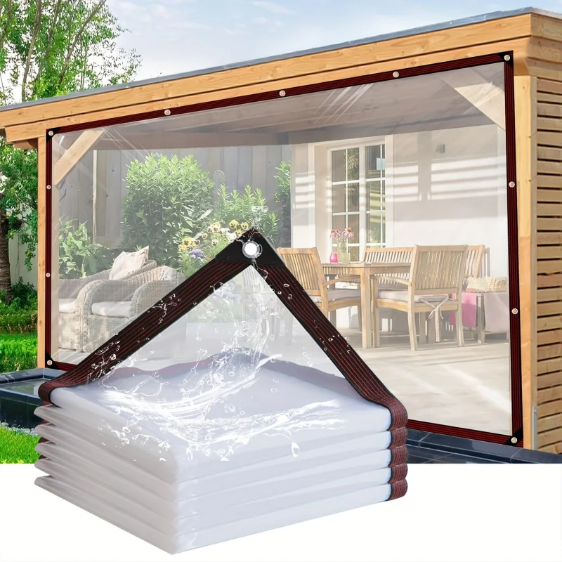 

Прозрачный виниловый брезент King Size для тяжелых условий эксплуатации — ветрозащитный и непромокаемый с дополнительными втулками, идеально подходит для патио, навеса для крыльца, криори для растений