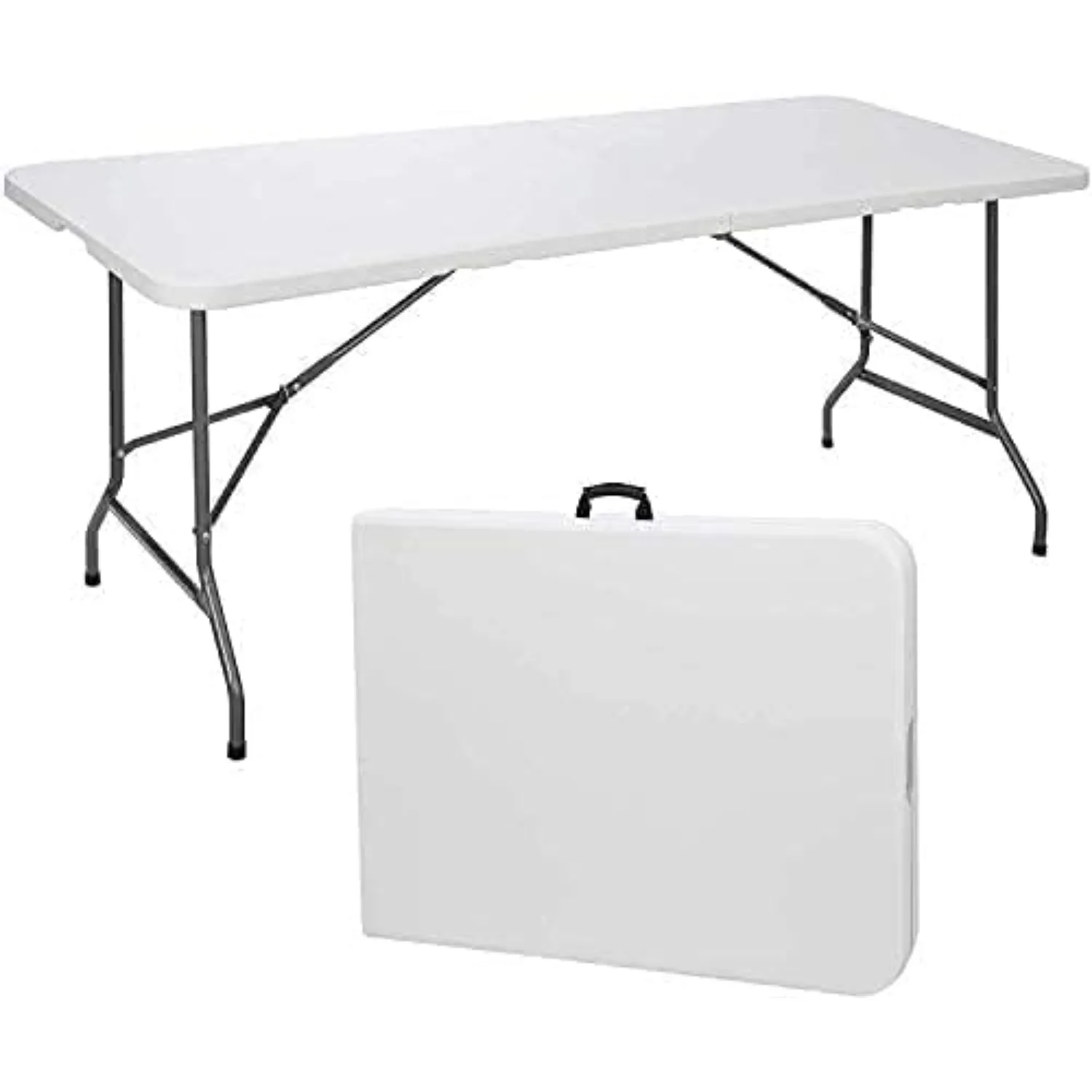 Folding Table White Plastic Folding Table Portable Long Foldable Tables Indoor Outdoor Picnic Camping Fold Table (4ft, 6ft, 8ft)