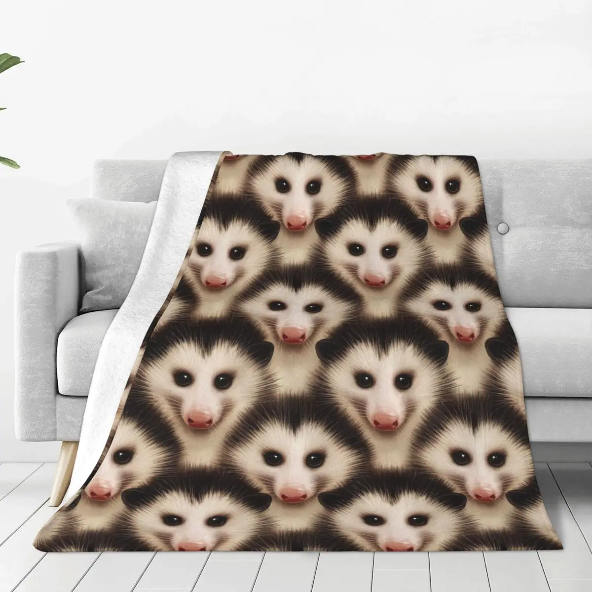 Seemless Possum Pattern Blanket Flannel Breathable Sofa Throw Blankets For Couch Bedding Outdoor Throws Bedspread Quilt