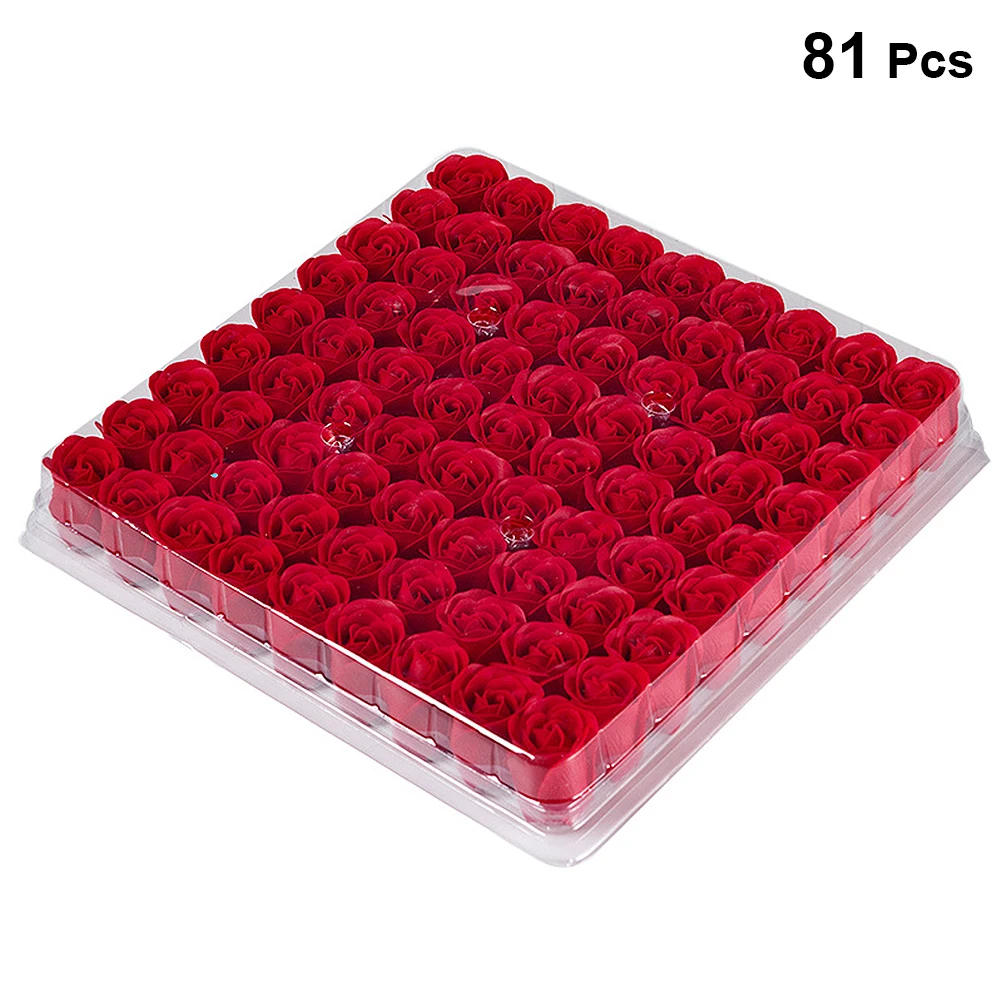 

81pcs Simulation Rose Flower Romantic Soap Gift Box Valentine'S Day Elegant Wedding Decoration Home Hotel Party Decoration