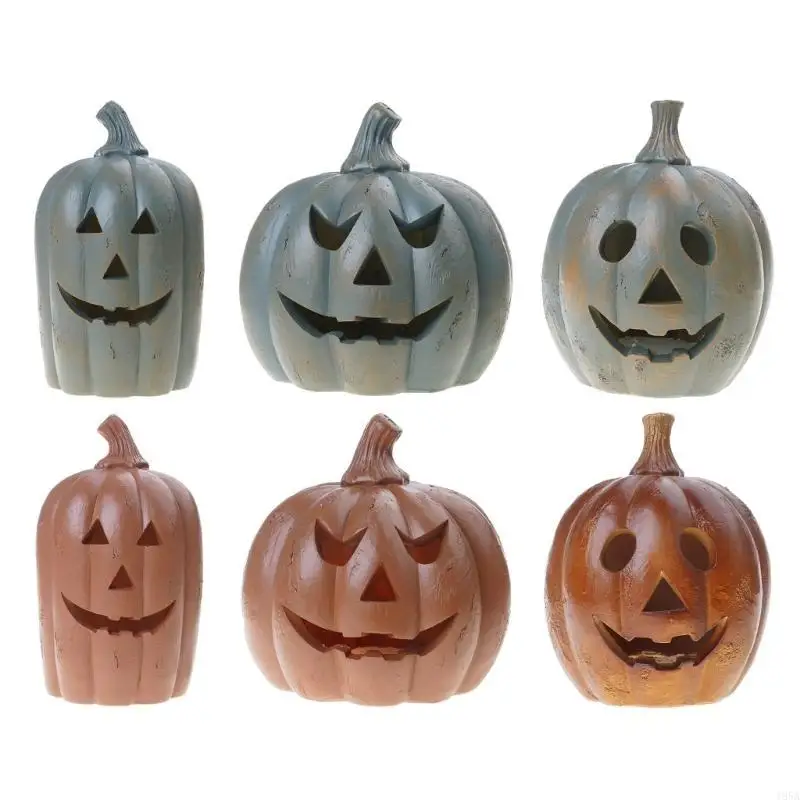 Festival Halloweens Capa de luz decorativa de lanterna de abóbora com LED macio brilha materiais de resina para ambientes internos e externos