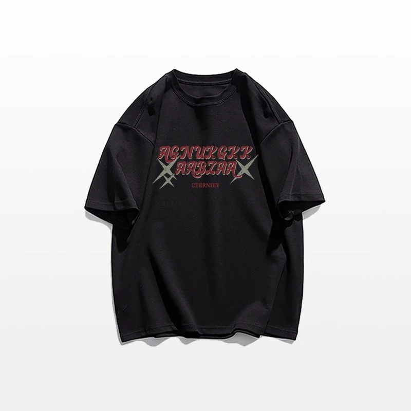 

Motorcycle Short-Sleeved Men's and Women's Trendy Brand Letters Summer New Loose Pure Cotton Handsome Tops