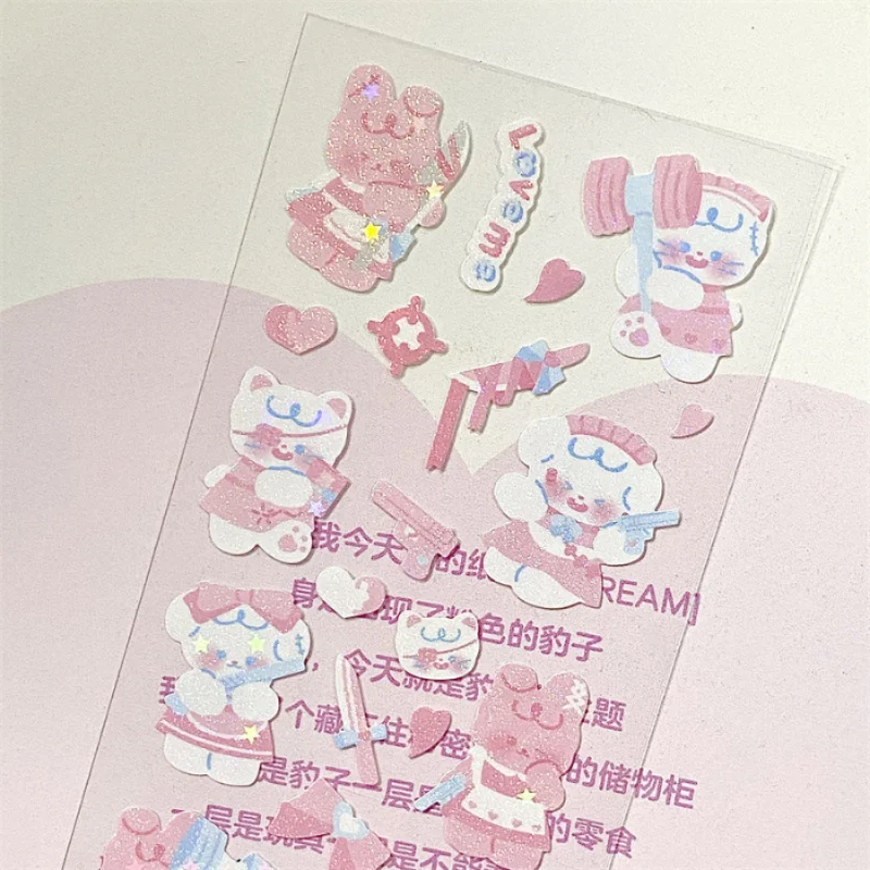 Mr. Paper 4 Styles Kawaii Animal Stickers Creative Bear Cute Rabbit Hand Account Material Decoration Stationery Stickers