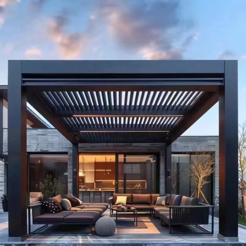 Aluminum Pergola Durable Electric Adjustable Rainproof Louvered Awning Outdoor Patio Sunshade Gazebo For Residential Outdoor