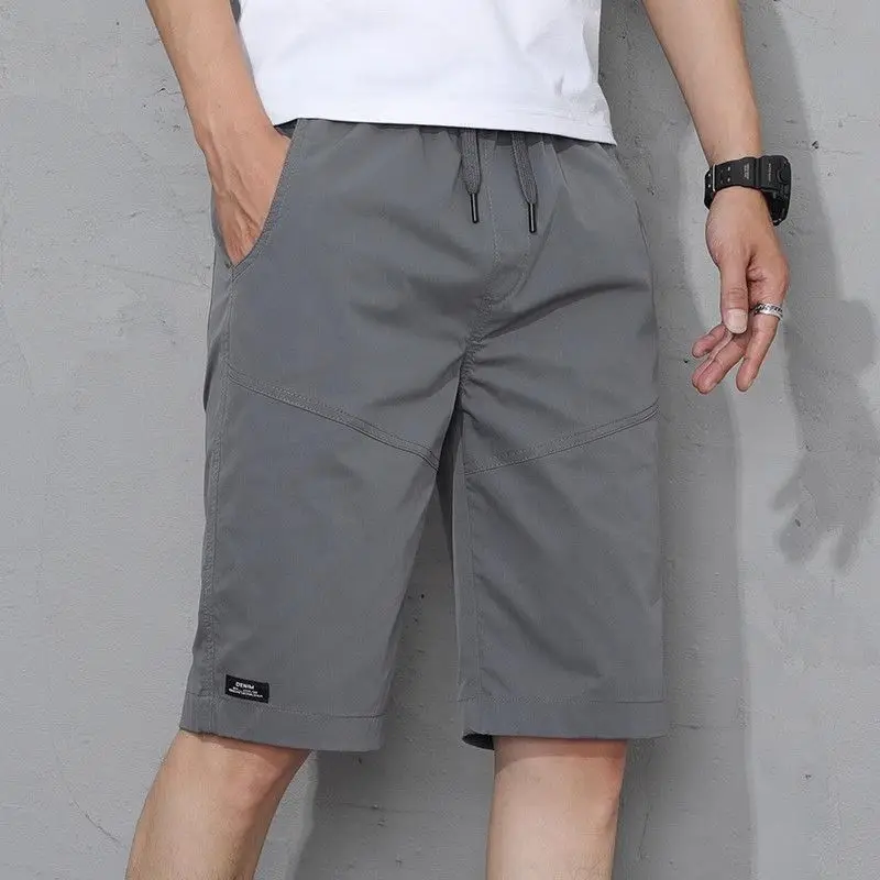 Men's Clothing 2024 Summer Fashion Business Casual Knee Length Pants Male Solid Pockets Loose Straight Shorts Pantalones Cortos