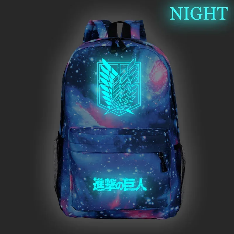 

Anime Attack on Titan Luminous School Bags New Fashion Students Boys Girls Schoolbag Lightweight School Rucksack Travel Mochila
