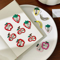 12pcs Cartoon Fruit Shaped Hair Clip Set for Girls Children Featuring Strawberry Cherry Apple Pineapple Cute Hair Accessories
