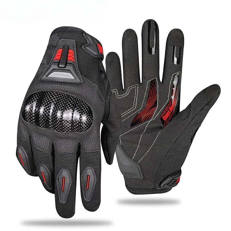 Motorcycle Riding Gloves Men Summer Breathable Carbon Fiber Anti Slip Wear Resistant Motorbike Racing All Season Touch Screen
