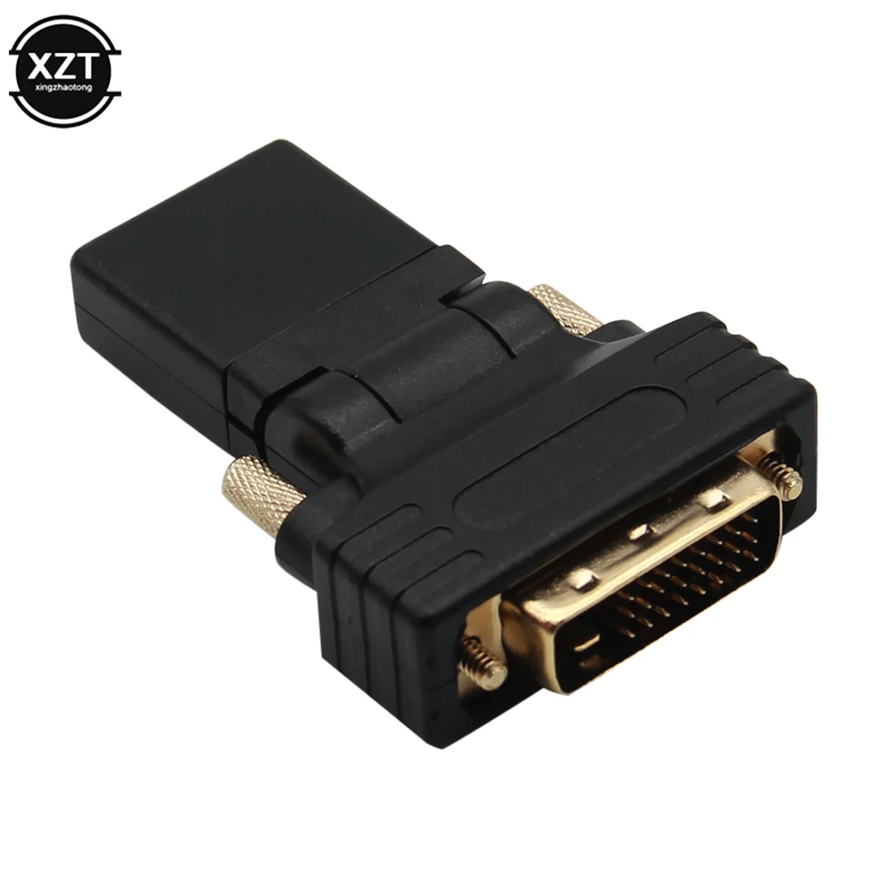 Kompatybilny z HDMI do adaptera DVI 24 + 1 Pin 360 stopni obrotowy konwerter HD 4K 1080P kobiecy męski do komputera projektor telewizyjny