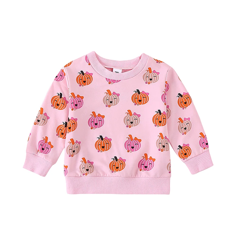 

Toddler Girls Sweatshirts Halloween Clothes Smile Pumpkin Print Crew Neck Long Sleeve Baby Pullovers Fall Tops