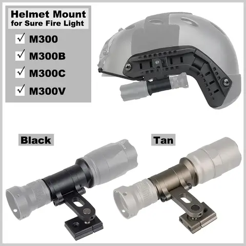전술 SureFire M300 M300B M300C M300V 라이트 시리즈 ARC 헬멧 마운트 MICH2000 헬멧 사이드 가이드 레일 무기 손전등에 적합