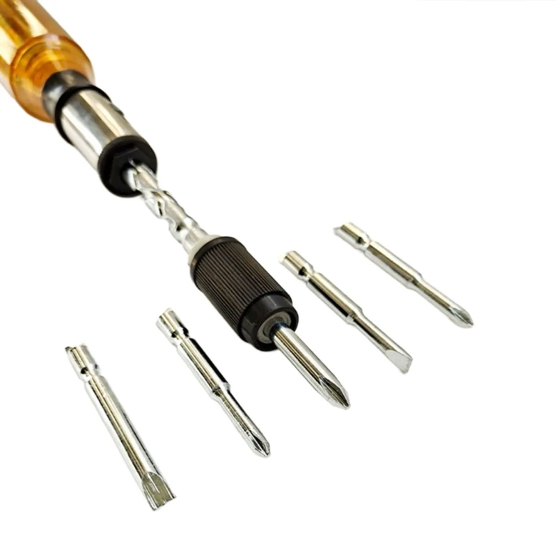 Cacciavite a spirale rotante semiautomatico con punta ricambio da 5 pezzi Set cacciaviti a cricchetto push pull manuale