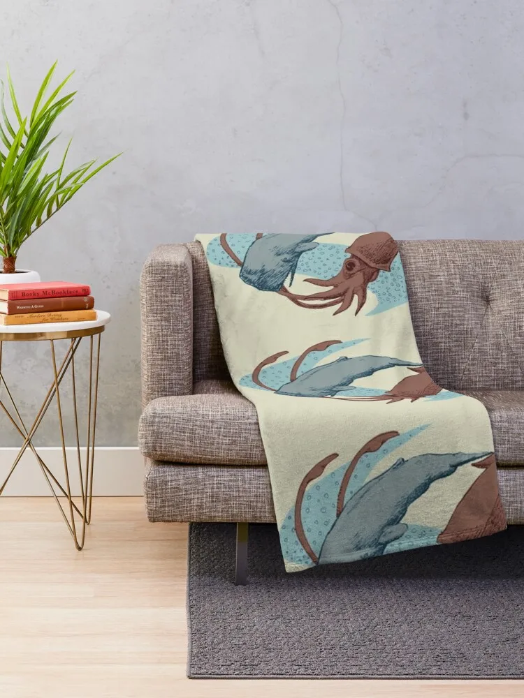 Sperm Whale vs Giant Squid Throw Blanket Sofa Blankets Sofas Of Decoration Blankets