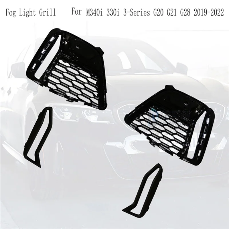 

Fog Light Grill Cover Side Air Vent Intake Frame Grille Trim Mesh For BMW M340i 330I 3-Series G20 G21 G28 2019-2022