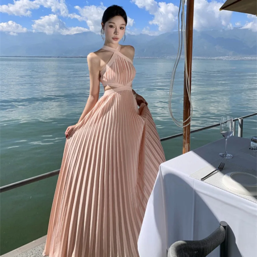 

Легкое платье для дня рождения, женское пляжное платье для отдыха на море, высококачественное европейское и американское платье, которое можно носить на повседневной основе.