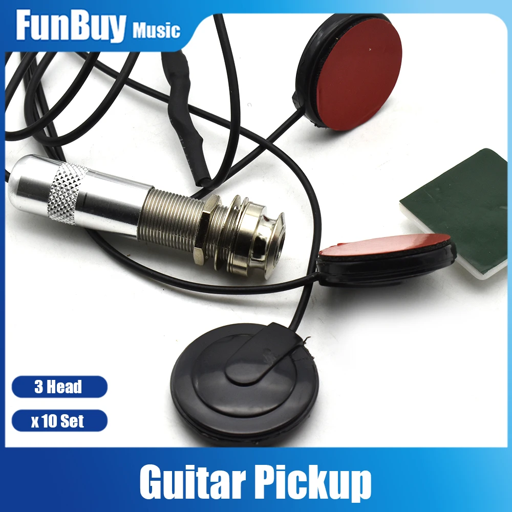 

10set Universal Guitar Pickup Piezo 3 Transducer 6.35mm for Acoustic Guitar Ukulele Mandolin Ukulele