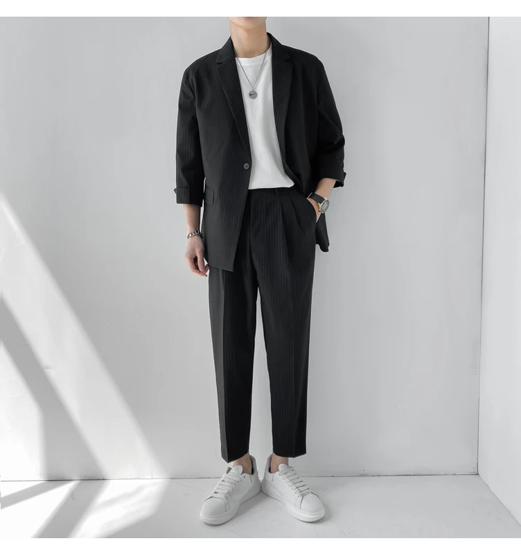 Costume décontracté ample rayé pour hommes, 7275