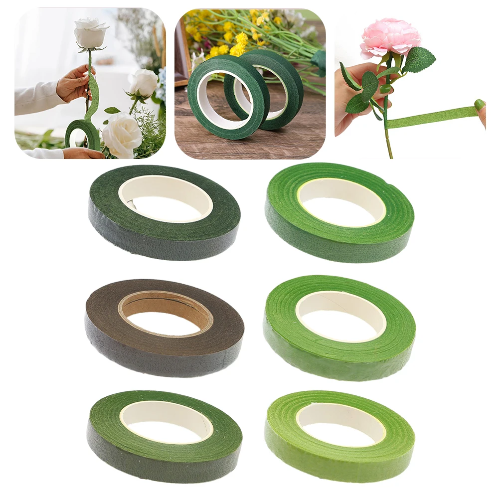 1 Roll Bouquet Floral Stem Tape Artificial Flower Adhesive Wrapping Tapes Florist Green Brown Tapes Wedding DIY Flowers Supplies