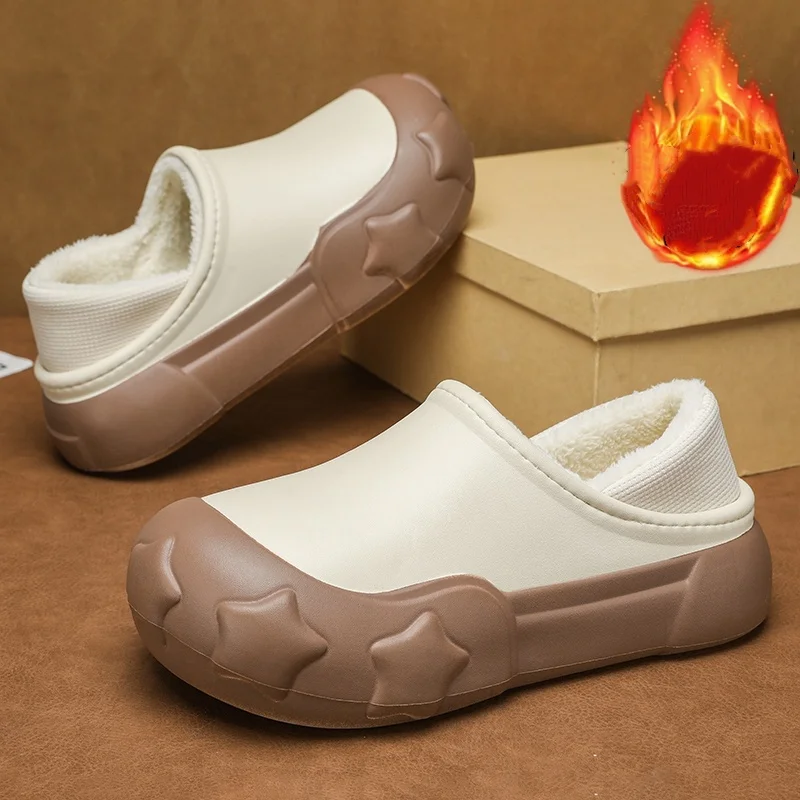 Zapatos de trabajo antifrío gruesos sin cordones para mujer para uso en interiores y exteriores, zapatos de algodón resistentes al desgaste, antideslizantes y con punta cerrada