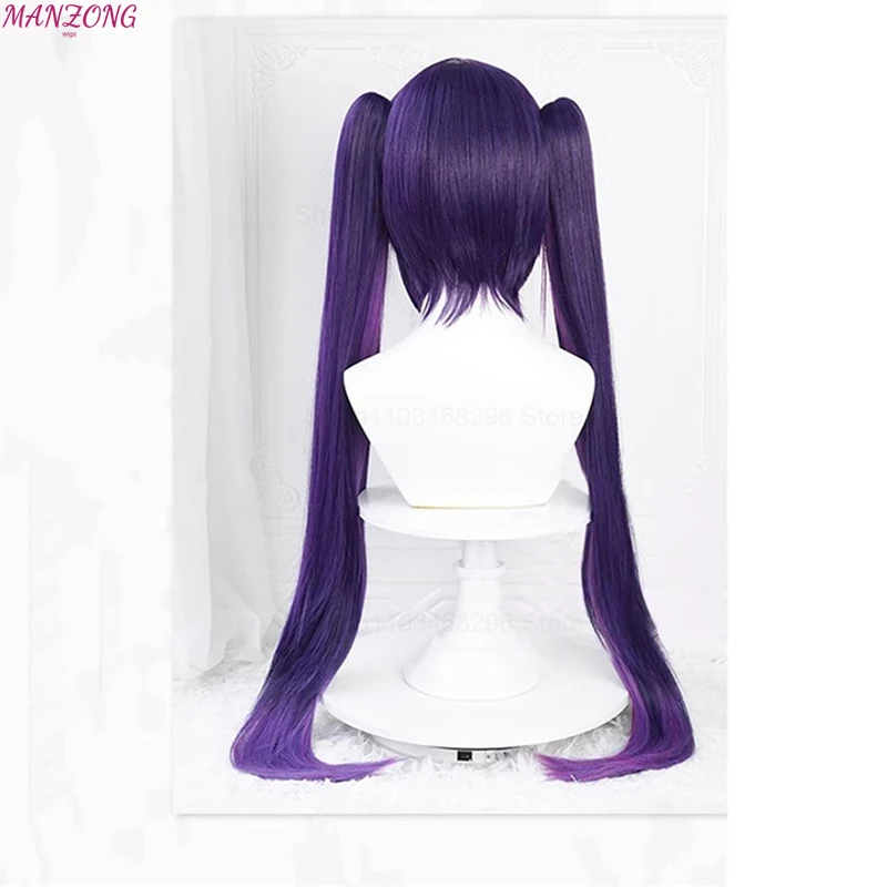 Mona Wig Cosplay 80cm Long Wig Purple Layered Wig Cosplay Anime Cosplay Wigs Heat Resistant Synthetic Wigs
