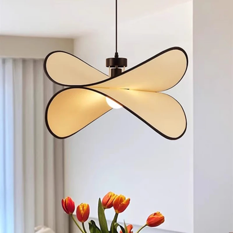 

Minimalist Retro wabi-sabi fabric lamp suspension LED Ceiling Pendant Light,Restaurant Home Decoration lighting fixture,D60cm
