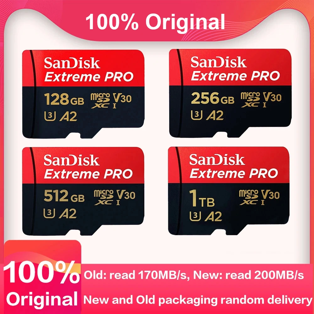 Extreme Pro Card 512GB Micro SD Card SDXC UHS-I 128GB 256GB 64GB 1TB U3 V30 TF Flash Cards Memory Card Adapter for Camera DJI