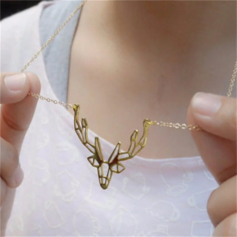 ZMZ 2019 Europe/US Fashion Hollow Deer Antler Pendant Lovely Animal Necklace Gift For Mom/Girlfriend Party Jewelry