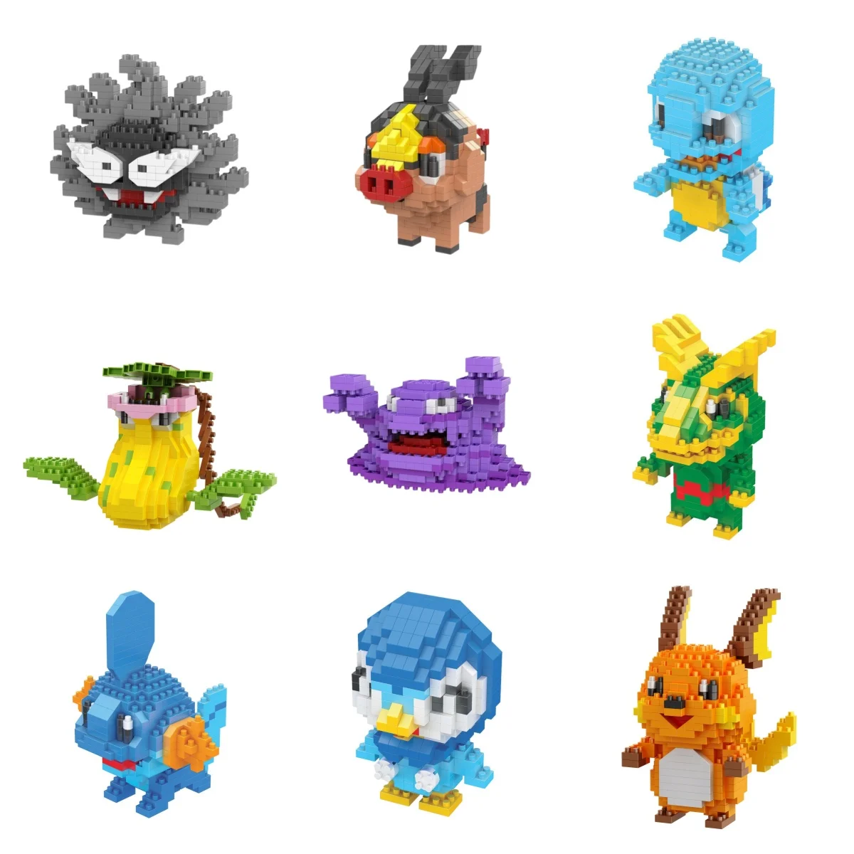 87 Style Pokemon Building Blocks Nanoblock Assembly Anime Picachu Charizard Blastoise Bulbasaur Gengar Bricks Toy for Kid Gift