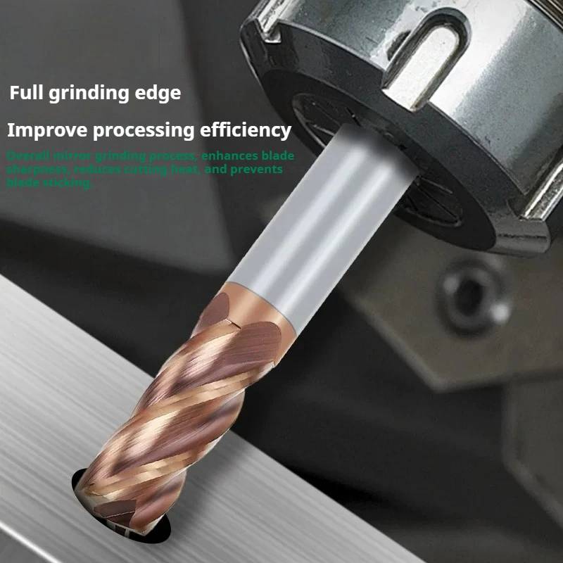 4 Flutes Corner Radius End Mill CNC R Bullnose Cutter Tungsten Carbide R0.5 R1 R2 for Metal Surface Machining