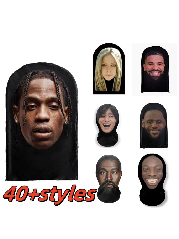 Masque facial complet imprimé en 3D pour hommes et femmes, couvre-chef de cosplay, fournitures de nouveauté, maille élastique, capuche délicate, accessoire de cosplay de fête