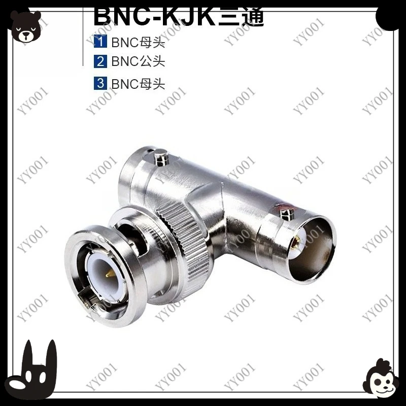 RF BNC Tee Connector BNC-KJK, 50Ohm 1-in 2-Out BNC Male to 2 Female Adapter 4G
