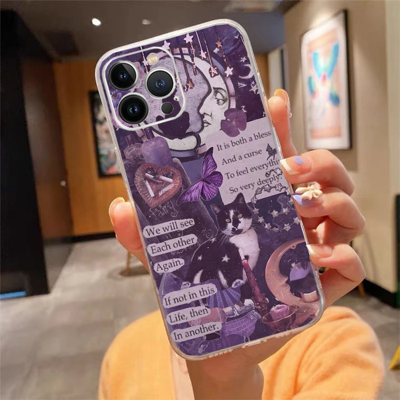 

Phone Case Carcasa Funda For iPhone 17 Pro Max Air 16 15 14 13 Pro Max 15 16 Pro 15Plus Purple Aesthtic Case