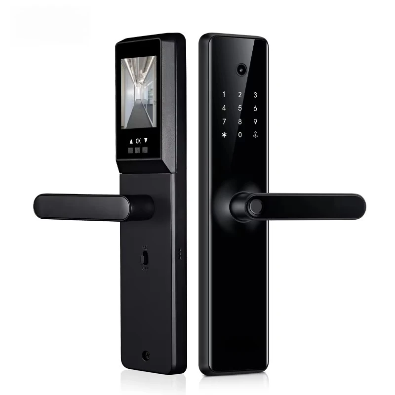 WiFi Tuya App 3D Face Recognition Biometric Fingerprint Digital Facial Automatic Smart Security Door Locks with Camera