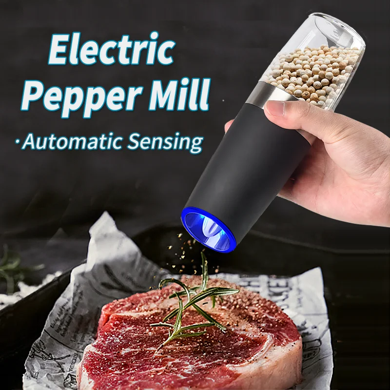 Electric Automatic Mill Pepper And Salt Grinder Gravity induction Adjustable Coarseness Kitchen Steak Tool  Battery Powered