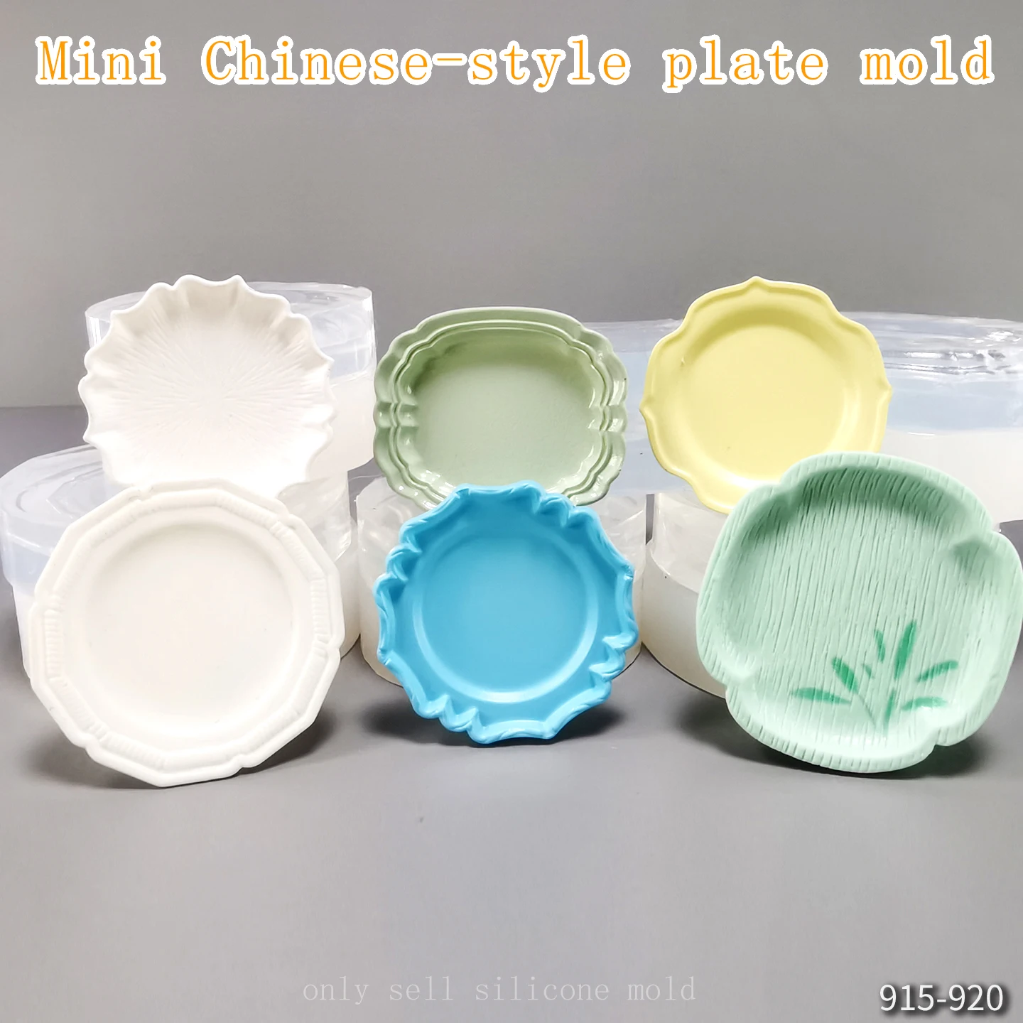 

DIY Handcraft Mini Chinese-style plate mold Epoxy Resin Mold Food Play Miniature Pinching Mould Epoxy Resin Mold UV Resin Moldse