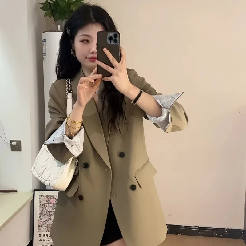 

2024, весенне-осенний новый элегантный кружевной пиджак премиум-класса, свободный крой в корейском стиле, повседневный уникальный нишевый маленький пиджак