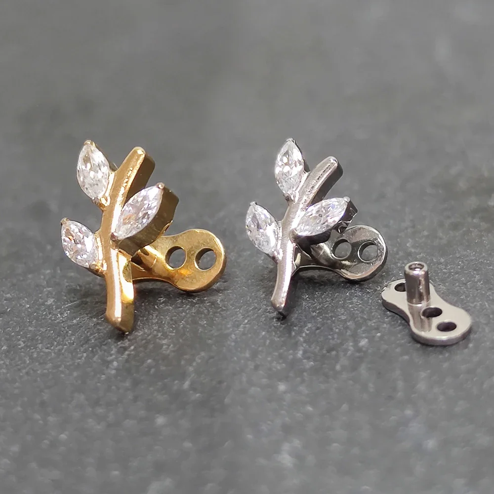 F136 Titanium piercing Helix Skin Grafting Nail Dermal Anchor 16g Surface sexy Hinged Segment Zircon Drilling Hide Top Jewelry