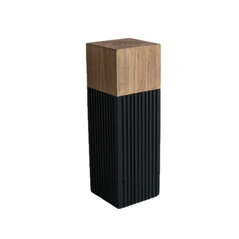 Square wooden pier ornament, retro floor flower number of wooden piles in the living room