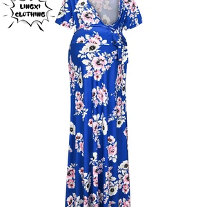 2023 Women's Dress Pregnant Fashion New Female Style Printed belt Breastfeeding Spring Spring Spring/Summer Long Dress 10 Main Sales Breastfeeding Dress - №7