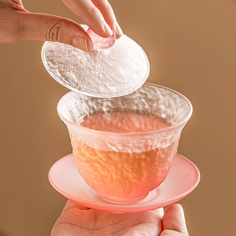 Arrival Gradient Pink Glaze Gaiwan Elegant Chinese Style Lidded Tea Bowl Premium Tea Brewing Vessel Exquisite Lady Tea Set