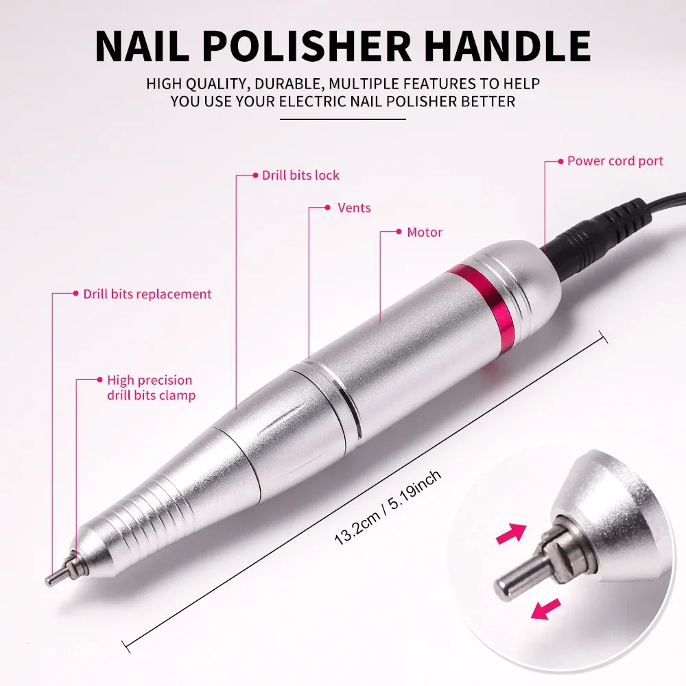 45000RPM Nail Polisher Machine 204 Electric Nail Grinder Wholesale Equipment Nail Remover Grinding Foot Art Polish Nail