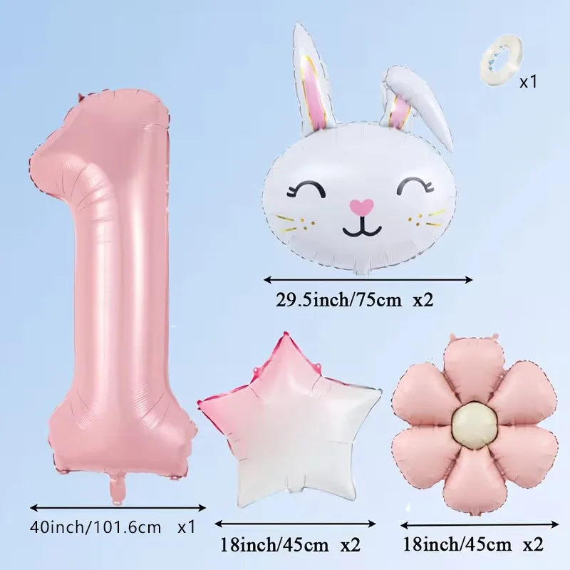 Folienballon-Set in Hasenform, perfekt für Tierpartys, Geburtstage, Feste und zur Dekoration von Wohnräumen. – Detail 2