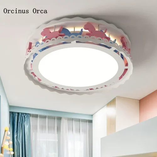 New cartoon creative merry go round ceiling lamp Girl Bedroom children's room lamp colorful round animal ceiling lamp