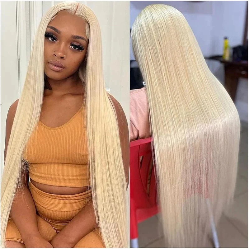 

Honey Blonde 613 13x4 Straight Lace Front Human Hair Wig Brazilian Hair 250% Density Colored Wigs Human Hair HD Lace Frontal Wig