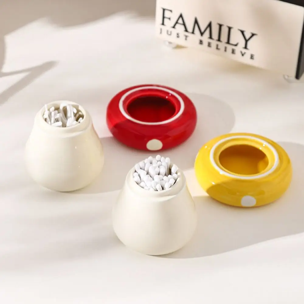 

Ceramics Mushroom Toothpick Box Dust-proof Cute Dental Floss Storage Bottle Decorative Toothbridge Holder Living Room